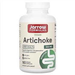 Jarrow Formulas, артишок, 500 мг, 180 вегетарианских капсул