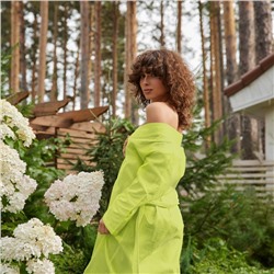 Халат вафельный женский Экономь и Я рукав 3/4, размер 46-48, салатовый, 100% хлопок, 200 г/м²