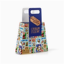 Коробка подарочная новогодняя складная с ручками «С новым годом» 23×8×32 см