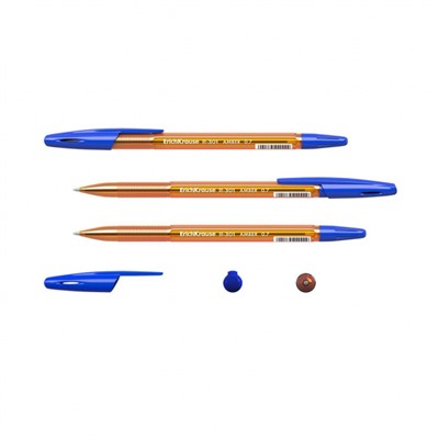 Ручка шариковая R-301"Янтарь "0.7 мм 31058 синяя  прозрачный оранжевый корпус  ErichKrause