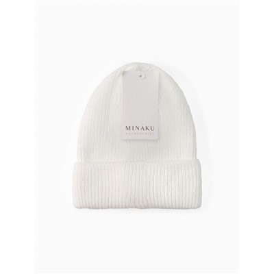 Шапка с подворотом женская MINAKU, размер 54-56, белая