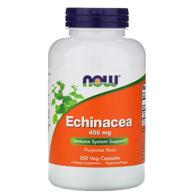 Now Foods, эхинацея, 400 мг, 250 вегетарианских капсул
