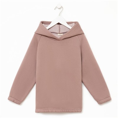 Худи для девочки MINAKU: Basic Line KIDS, тёмно-бежевое, рост 122 см