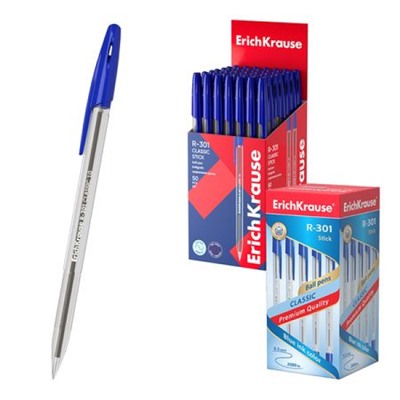 Ручка шариковая 1.0мм R-301 Stick Classic синяя 63067 ErichKrause