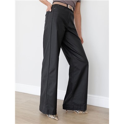 Брюки-трубы из эластичного хлопка с эффектом кожи