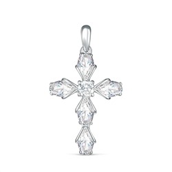 Подвеска в виде креста из серебра с фианитами родированная 925 пробы S3180361010р