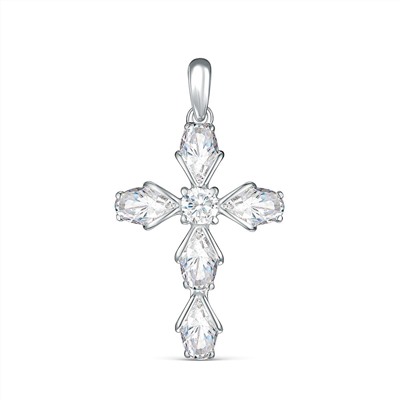 Подвеска в виде креста из серебра с фианитами родированная 925 пробы S3180361010р