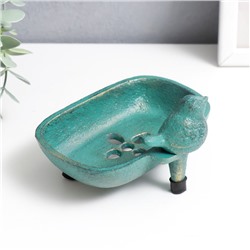 Фигурка-мыльница чугун «Воробушек», патина, 7.2×12.8×10 см