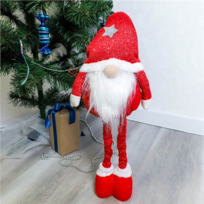 Новогоднее украшение Гном на телескопических ножках 45/60 см красный / SH026 /уп 48/