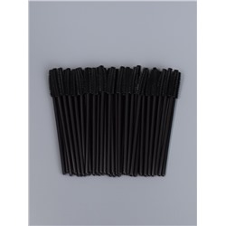 Щёточки для бровей и ресниц, силиконовые, набор - 50 шт., 10.5 см, чёрная