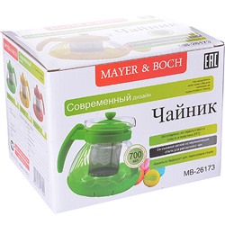 26173-1 Заварочный чайник КРАСНЫЙ стекло 0,7л сито MB(х36)