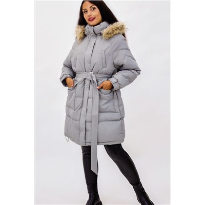 Куртка на поясе с натуральным мехом арт. 23226 НАТАЛИ, 1064297