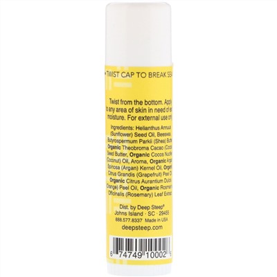 Deep Steep, Moisture Stick Body Balm, Grapefruit Bergamot, .5 oz (15 g)