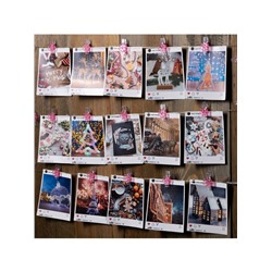 Гирлянда «Нить» 2 м роса с насадками «Прищепки-цветы», IP20, серебристая нить, 20 LED, батарейки ААх2 (нет в комплекте), свечение тёплое белое