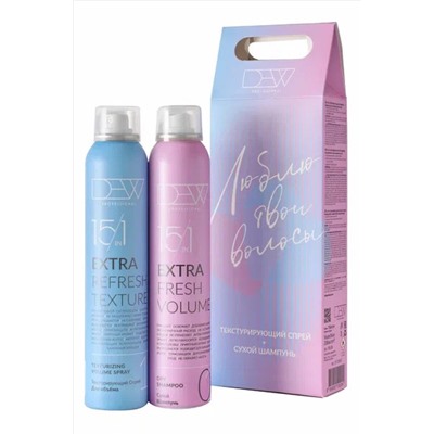 DEW Professional Набор для волос: Текстурирующий спрей + Сухой шампунь, 200 мл x 2 KRISTALLER, 1133348