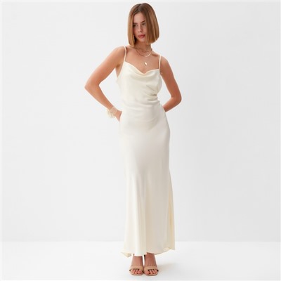 Платье женское миди MINAKU: Casual Collection цвет бежевый, размер 46