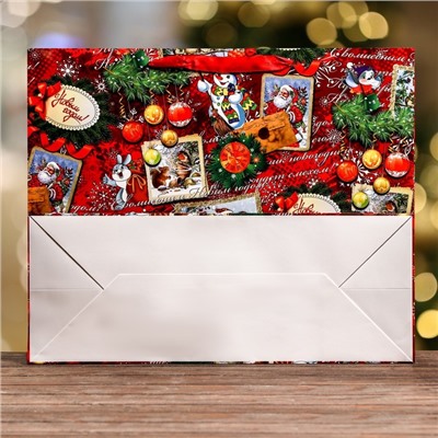 Пакет подарочный ламинированный новогодний «С Новым годом», 49×40×19 см