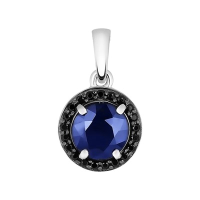 Подвеска, 1 сапфир корунд круг 8 мм/2.54 ct , шпинель, Вико