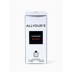 Парфюмерная вода мужская ALL YOUR'S HOMME SPORT, 35 мл (мотив Allure Homme Sport Chanel)