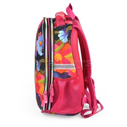 Рюкзак каркасный Кот в цветах формованный из полимеров, материал: нейлон, полиэстер, полноцветная печат, 2 отделения на молнии, 2 бегунка на каждой молнии, 1 вместительный боковой карман, светоотражатели , жесткая эргономичная спинка;  широкие, регулируем