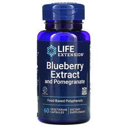 Life Extension, экстракт черники с гранатом, 60 вегетарианских капсул