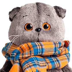 Мягкая игрушка «Кот Басик и шарф в клеточку», 19 см