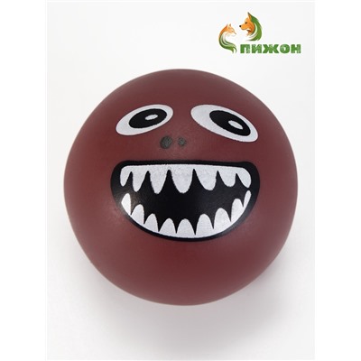 Игрушка для собак «Мяч монстр», 7 см, пищащая, коричневая