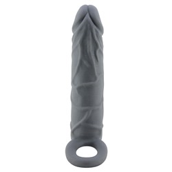 Серая удлиняющая насадка на пенис Large - 18 см.