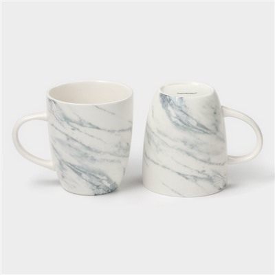 Кружки Magistro Real Marble, 400 мл, набор 2 шт., фарфор, белые