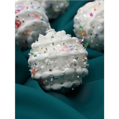 Ёлочные игрушки «Акли», шары новогодние, d=6 см, 6 шт., белый