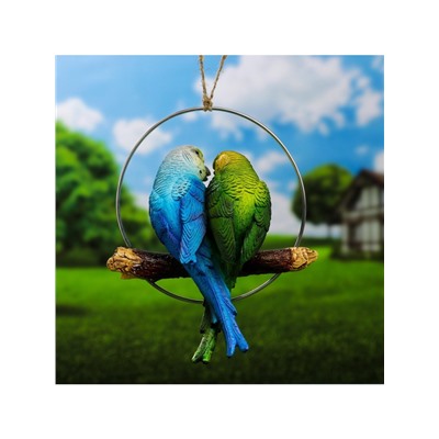 Садовая фигура из полистоуна «Пара попугаев», подвесная, 18.5×6.5×22 см