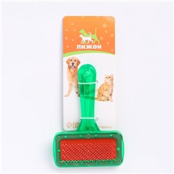 Пуходерка «Симпл» с прозрачной ручкой, с каплями, 9.5×13.8 см, зелёная