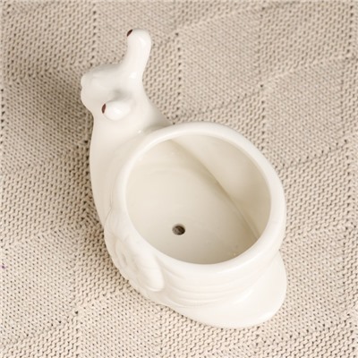 Декоративный горшок для цветов «Улитка», керамический, 200 мл, 13×9×9 см, белый, Greengo