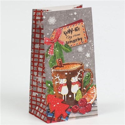 Пакет подарочный без ручек новогодний «Кому‒то ну очень хорошему», 10×19.5×7 см