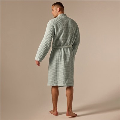 Халат вафельный мужской SL HOME: Boho «Аззура», размер M, хлопок 100%, бирюзовый