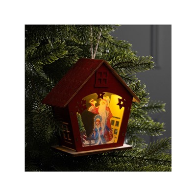 Подвеска световая «Дед Мороз и Снегурочка», 16×7×15.5 см, 1 LED, от батареек AG10×3, свечение тёплое белое