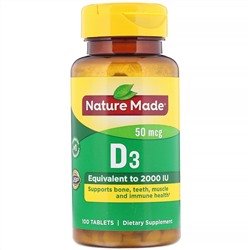 Nature Made, Vitamin D3, 50 mcg, 100 Tablets