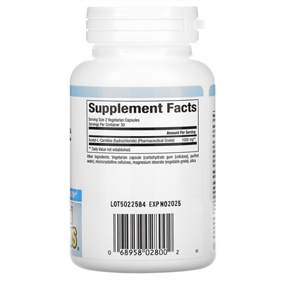 Natural Factors, Acetyl-L-Carnitine, 500 mg, 60 Vegetarian Capsules