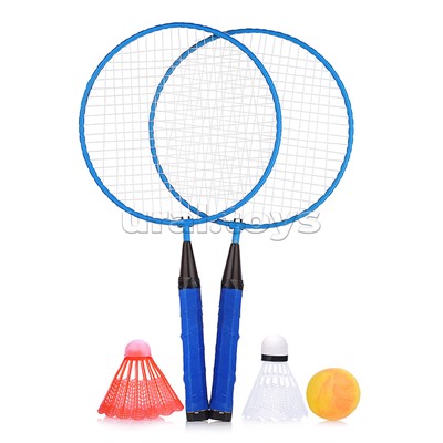 Набор "Бадминтон" две ракетки, 2 воланчика и мячик, в сетке