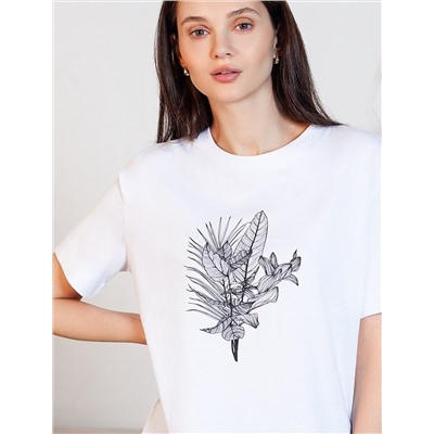 Футболка с принтом свободная из премиального 100% хлопка