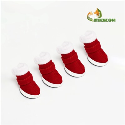 Ботинки «Кристмес», набор 4 шт., размер 3 (подошва 5×4 см), красные