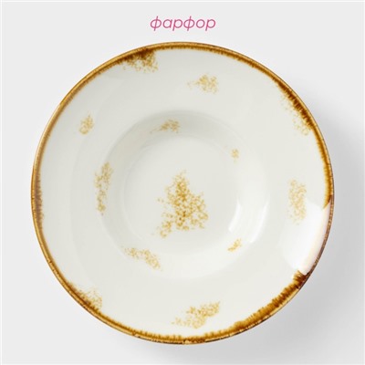 Тарелка для пасты Доляна Organic Gold, 150 мл, d=21 см, фарфор, белая