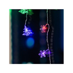 Гирлянда «Бахрома» 1.8×0.5 м с насадками «Ёлки и снежинки», IP20, прозрачная нить, 48 LED, свечение мульти (RG/RB), мигание, 220 В