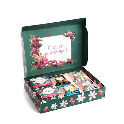 Чай подарочный «Расцветай от любви», весовой чай 40 г (2 шт. × 20 г)., чай в пакетиках 21.6 (12 шт. × 1.8 г).