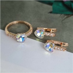 Комплект ювелирная бижутерия, серьги и кольцо позолота, р-р 17, 54209, арт.947.477-17