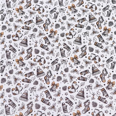 Бумага упаковочная новогодняя глянцевая, двусторонняя «Новогоднее настроение», 50×70 см