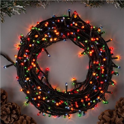 УЦЕНКА Гирлянда «Нить», 15 м, IP20, 400 LED, 220 В, 8 режимов, тёмная нить, свечение мульти