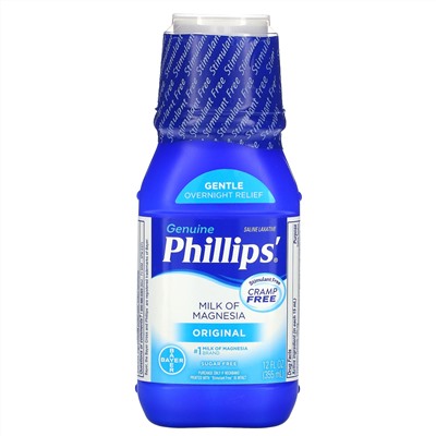 Phillip's, Натуральное магнезиальное молоко, солевое слабительное средство, классический вкус, 355 мл (12 жидк. унций)