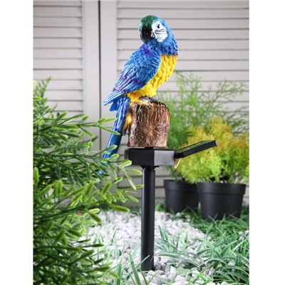 Садовый светильник «Синий Ара», уличный, на солнечной батарее, 45 см, 1 LED, свечение тёплое белое