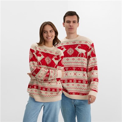 Свитер вязаный новогодний KAFTAN Scandinavia, размер 42, красный